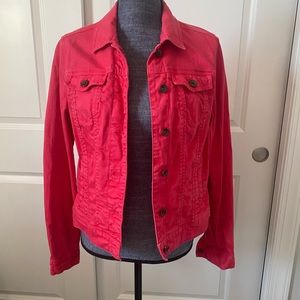 Tommy Hilfiger Women’s Pink Denim Jeans Trucker Cotton Jacket Button Front Sz M